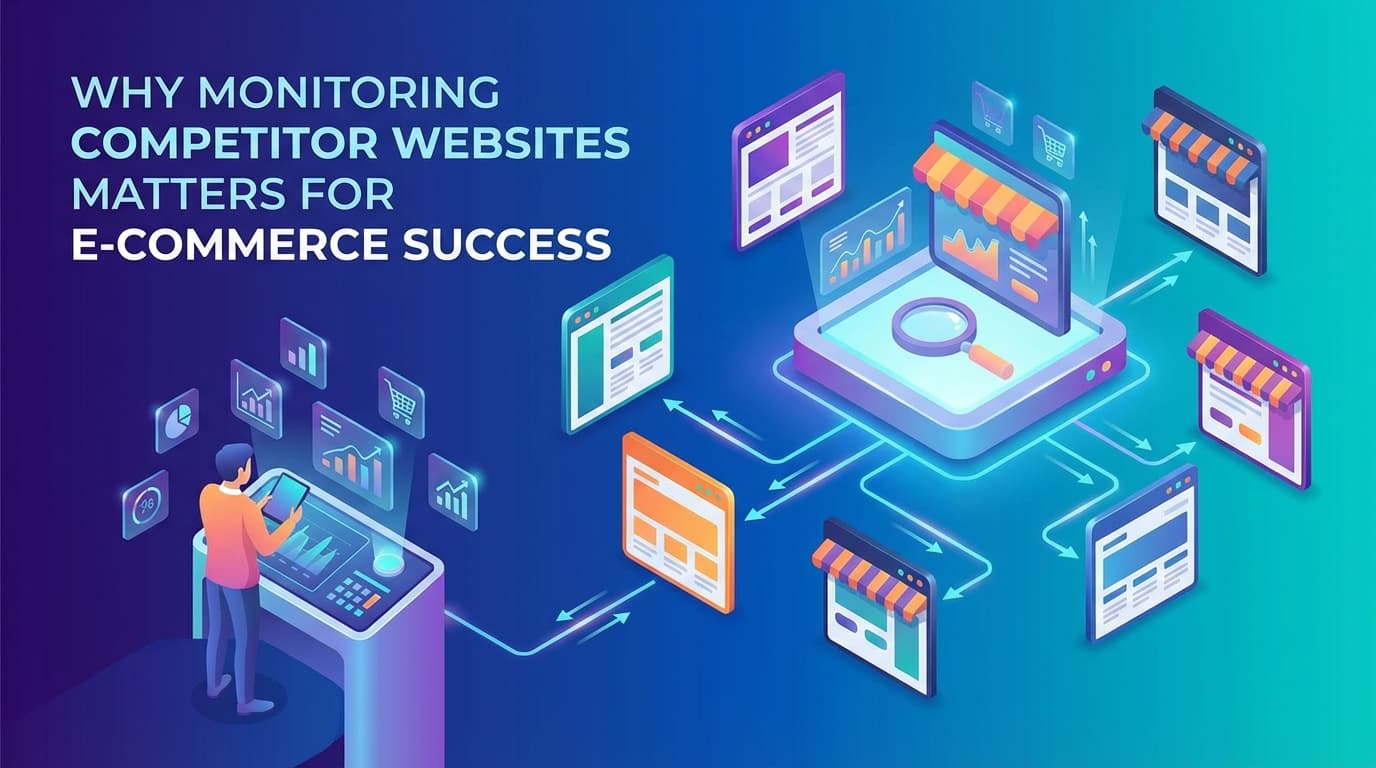 E-commerce dashboard showing competitor website monitoring with price comparison charts